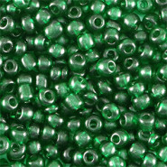 Glasperlen rocailles 8/0 (3mm) Transparent agata green